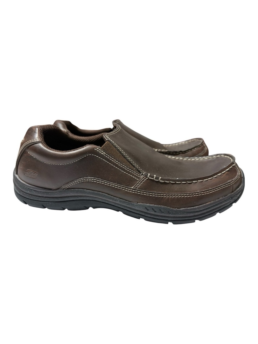 Skechers Men's Brown Braver Rayland Relaxed Fit Memory Foam Slip On Loafers 10.5
